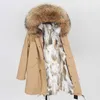 maomaokong Natural Rabbit Fur Women Long Parkas Real Coat Winter Jacket natural raccoon fur collar parka DHL free shipp 210923