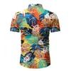 Kolorowe liście Drukuj Mężczyźni Hawajska Koszula Dorywczo Slim Fit Koszulki Mężczyźni Dress Camisa Hawaiana Męska Koszula Krótki Rękaw Koszula Letnia Koszula Mężczyźni 210524