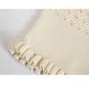 Vuwwyv beige ritagliata a maglia rotudo donna maglioni chic contrasto arco applique a costine maglione donne manica lunga Top 210430