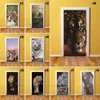 Selbstklebende DIY Kunst Aufkleber Aufkleber Tier Tiger 3D Home Tür Dekoration Renovierung PVC Tapete für Wohnzimmer Druck Bild 210317