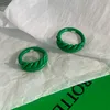 Design italien torsion spirale émail vert bague pour femme mode cadeau de vacances personnalisé