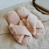 Winter vrouwen huis slipper faux bont mode warme schoenen vrouw slip op flats vrouwelijke dia's zwart roze gezellige huis harige slippers