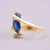 Azul branco zircon anel de pedra masculino fêmea amarelo ouro casamento banda jóias prometa anéis de noivado para homens