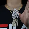 Chains Iced Out Bling CZ Letters Pendant Necklace NO DAYS OFF Paved Cubic Zircon Crown Shape Men's Fashion Hip Hop Jewelry243Z