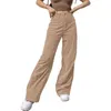 Vintage Genç Patenci Kız Stil Baggy Pantolon Streetwear Kadife Moda Yüksek Bel Kahverengi Pantolon 211115