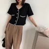 Summer Tops Women Elegant Knitted Cardigan Single Breasted V-neck Casual Sweater Korean Cardigans 210513