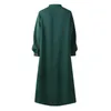プラスサイズのイスラム教徒のドレス女性シャツドレス長袖マキシベスティドス女性ボタンローブハイワシットソリッドサンドレス210322