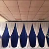 Anpassad 3mx6m Ny Arrial Royal Blue Gardin Vit Nomantic Swag Drapes för Backdrop Wedding Party Decoration