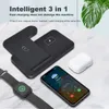 3 in 1 Qi Opvouwbaar Wireless Charging Dock Station 15W Snelle oplader Stand voor Apple Watch 6 5 4 2 Airpods Pro iPhone 12 11 XS XR x 8 Laders Fit Samsung S10 Note 10