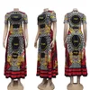 Modisches Damenkleid im Retro-Palast-Stil, reich bedruckte Kleider, eng unter dem Körper, weit, kurze Ärmel und Knöchel