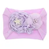 Accessori per capelli per ragazze Baby Candy Color Metal Flower Fasce a tesa larga Infant Soft Nylon Hairband Princess Headwear