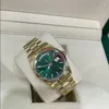 Montre De Luxe zegarek z pudełkiem Green Dial 118238 36mm Mechaniczne Sapphire Żółta złota Bransoletka ze stali nierdzewnej Unisex Zegarki Wodoodporne