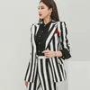 Fashion Zebra pattern Pant Suits Uniform Double Breasted Jacket and Long Blazer Set Women OL 2 Two Pieces 210506