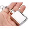 1oz Hip Flask Stainless Steel Bar Tools Keychain Mini Portable Outdoor Wine Bottle Screw Cap Whiskey Liquor Alcohol Flagon Keyring Pocket Drinkware Flasks