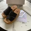 2021 Summer Damesandaler Designer Tofflor Woody Wedge Muller Canvas Espadrille Flip Flops Plattform Högklackat Skostorlek 35-41