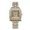 MISSFOX 2021 eternity v287 per il tempo libero Fashion Lady Orologi Oro CZ Diamanti intarsiati Quadrante Movimento al quarzo Orologio da donna Cassa in lega mezzo diamante Bracciale bicolore