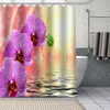 Ankomst Orchid Dusch Gardiner DIY Badrum Gardin Tyg Tvättbar Polyester för badkar Art Decor Drop 210609