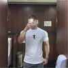 T-shirt d'été Hommes à manches courtes T-shirt Homme Gym Gym Fitness Bodybuilding Entraînement Vêtements Coton Fashion O-Cou Tshirt 210421