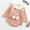 Autumn Winter Baby Girl Dot Rompers Long Sleeves Thicken Bodysuit born Clothes 210429