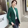Высококачественная мода дизайн Blazer куртка женская зеленая черная синяя сплошная вершина для офисной леди износ Размер S-4XL 211120