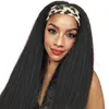 HD2914 18-24 tum Kinky Curly Headband Hair Wigs Remy Brazilian Scarf Människa för svarta Kvinnor Inget lim Sy i 1