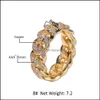 Band Rings Jewelry 8Mm Mens Cuban Link Chain Hip Hop Zircon Stone Gold Sier Iced Out Ring For Women Hiphop Gift Drop Delivery 2021 39Mi0