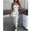 Wiosna i lato Off-the-ramię Seksowne Damskie Dress Moda Damska Słonecznik Print Długi Tight Casual Dziki Bez Rękawów 210623