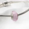 Alta qualità 925 argento sterling scintillante traslucido rosa vetro di Murano perline lampwork adatto europeo Pandora charms braccialetto collana gioielli fai da te