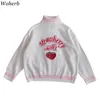 Kvinnor Tröjor Japanska Kawaii Ulzzang Söt Strawberry Loose Turtleneck Sweater Kvinna Koreanska Harajuku Pullover Jumper 210519