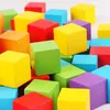 30 Pcs/Lot 3 X3CM beaucoup de couleurs Cubes en bois bâtiment empilé jouets en bois carrés