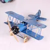 ビンテージメタル飛行機の家の装飾品航空機のモデルのおもちゃ子供飛行機のミニチュアモデルレトロな創造的な家の装飾Q0525