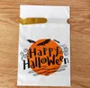 50 pçs / lote Halloween fita cordão saco de doces presente de alimentos embalagem de alimentos sacos com padrão de fantasma de abóbora por atacado