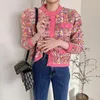 Alta calidad coreano vintage moda suéter cardigan abrigo otoño invierno mujeres manga larga punto crop top pull femme 210514