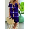 Casual Tie Dye Drshort Sleeve Kvinnors Utskrift Klänningar Sommar V-Neck Loose Boho Sun Beach Drplus Storlek Falda de Las Seoras X0529