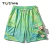 Sommar Running Shorts Men Drawstring Cotton Cargo Byxor Sport Utomhus Fitness Lös Tie Dye Skateboard Casual 210716