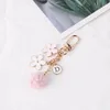 Fashion Trendy Keychain Ribbon Flower Keyring For Men Women Jewelry Pink Flower Cute Bag Car Key Holder Gifts