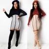 Contrast Patchwork Elegant Fashion Long Sleeve Bodycon Mini Dresses Woman Party Night Club Top Tunic Wholesale Product 210525