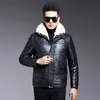 Mens Winter Real Lederen Jas Wolf Bontjas Thicken Warm Waterdichte Jassen Slanke Bovenkleding Tops Plus Size Black 2021 XXXL