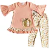 Fashion Kids Designer Clothes Girl Sets Halloween Baby Girls Clothing Embroidery Pumpkin Sequins Boutique Kid Children Outfits Who7408790