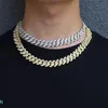 Collane con ciondolo Set di Hip Hop Bling 15MM Prong Catena cubana 2 file Iced Out Collana da uomo Strass Zircone pavimentato per gioielli da uomo