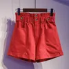 red ruffle shorts