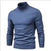 Hiver col roulé épais chandails hommes décontracté col roulé couleur unie qualité chaud mince pull hommes pull mâle