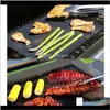 BBQ GRILL MAT PORTABLE NON-Stick och återanvändbar gör grillen enkel 33x40cm svart ugnsplatta mattor grillverktyg eea86 4ax7c kqfp6