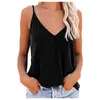 Débardeurs pour femmes Camisoles pour femmes Hauts en coton pour femmes Solid Sling Tee Shirt Casual Girl sans manches Imprimer Slim Jacket T-Shirt Top Loose V-Neck