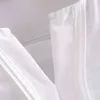 Camicetta bianca patchwork in pizzo Donna scollo a V manica a pipistrello Camicia di lino allentata Donna asimmetrica Casual Top da donna Blusas 210515