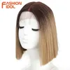 FASHION IDOL 10 Inch Bob Wigs Straight Hair Lace Wigs For Women Cosplay Wigs Heat Resistant Fake Hair Synthetic 220121