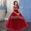 2021 Robes de fille en dentelle longue pour la fête des enfants de mariage robes robes pour gamins Bridesmaid Flower Girl Robe de soirée Costume 10 12 ans Q0716