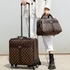 Kakingen 2021 Hoogwaardige 16 "inch Retro Women Bagage Travel Bag met handtas Rolling koffer gezet op wielen