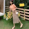 빈티지 보라색 꽃 무늬 프린트 Pleated 긴 스커트 여름 여성 한국 스커트 한국 스타일 streetwear 탄성 허리 MIDI Saia 210619