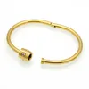 Lyxig kristall smycken topp titan stål armband Bangles guld färg varumärke skruv avdrag Kärlek Charm Armband för kvinnor Q0719
